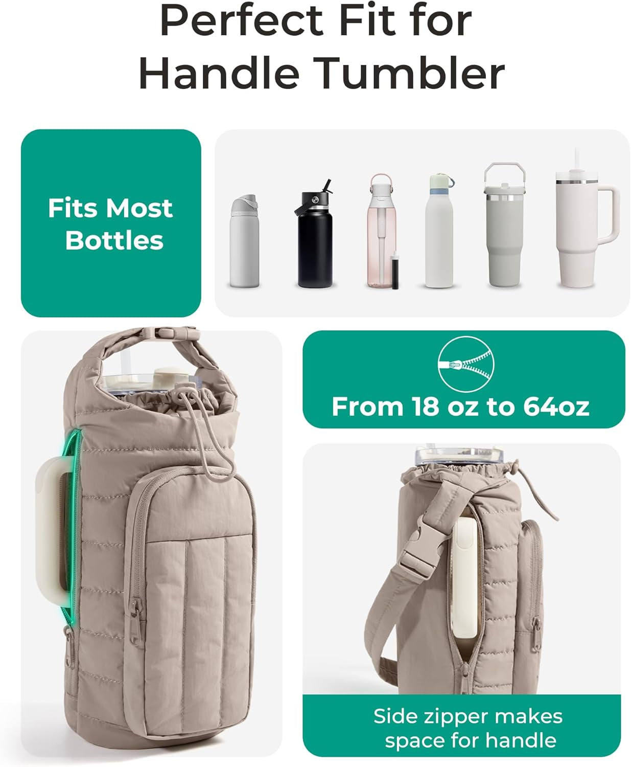 Water Bottle Holder Bag with Strap, 40/32 Oz Crossbody Bag Gym Accessories, Sling Purses for Women