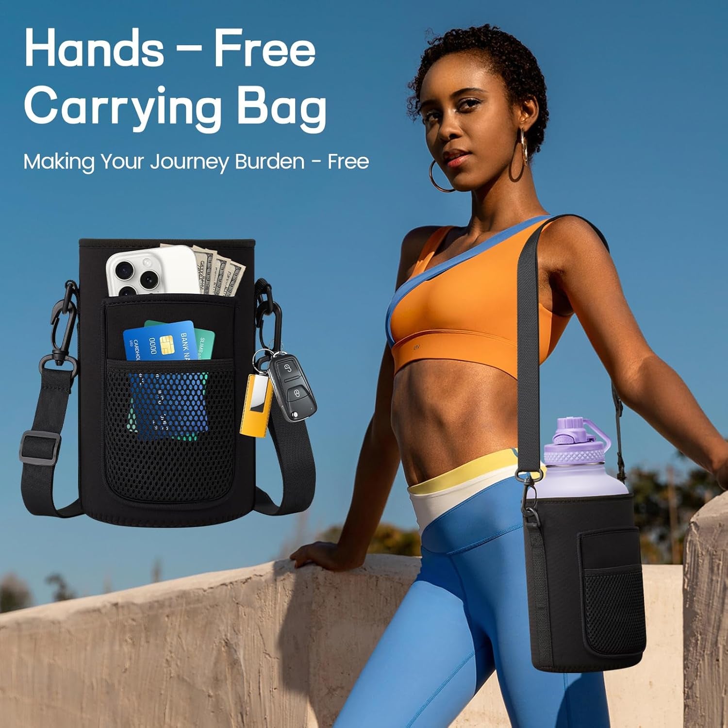 64 Oz Water Bottle with Straw & Spout Lids, Keep Cold 48H, Half Gallon Insuated Water Bottle with Paracord Handle & Carrier Bag, 64/128 Oz Water Jug Stainless Steel Metal Flask for Men Woman Gym