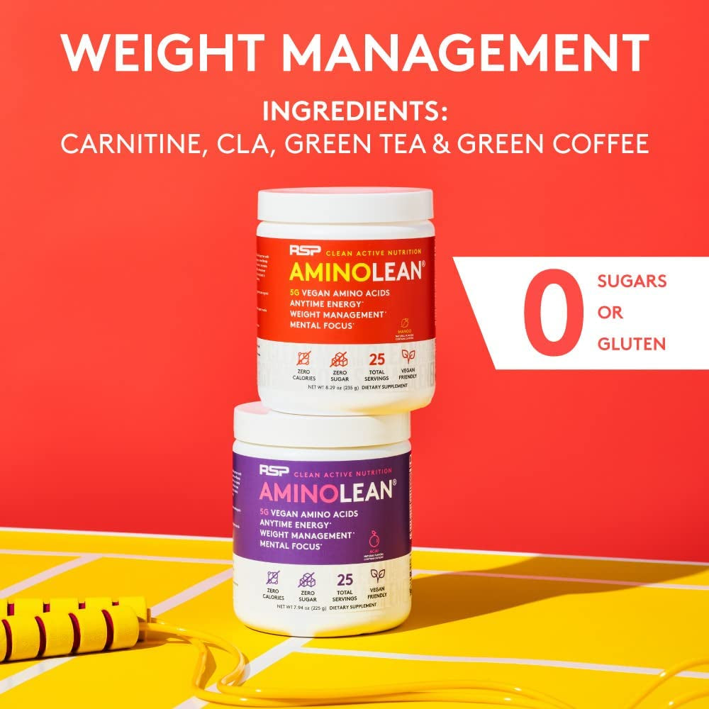 RSP Vegan Aminolean – All-In-One Natural Pre Workout, Amino Energy, Weight Management with Bcaas, Complete Vegan Preworkout Powder, Pineapple Coconut