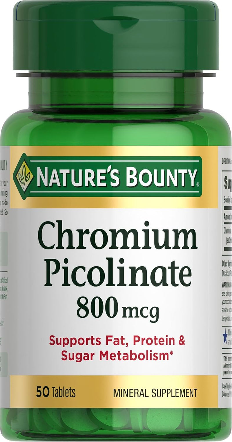 Chromium Picolinate, Supports Fat, Protein & Sugar Metabolism, Mineral Supplement, 800 Mcg, 50 Tablets