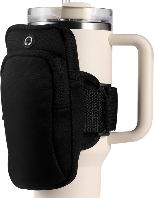 Gym Water Bottle Pouch, Double Layer Water Bottle Holder Water Bottle Sleeve Bag for Cards Keys Wallet Running Phone Holder Gym Phone Bag for Men Women Running Sports Bike