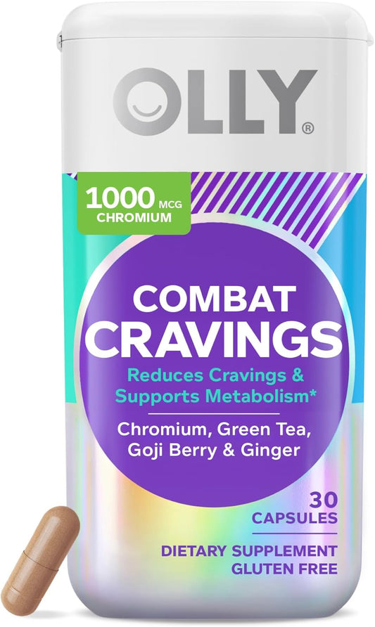 Combat Cravings, Metabolism & Energy Support Supplement,1000 Mcg Chromium, Green Tea, Goji Berry, Ginger - 30 Count