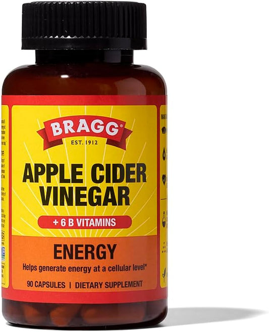 Energy Apple Cider Vinegar Capsules with B-12 Vitamins - 90 Capsules - Weight Management - Non-Gmo, Vegan, Gluten Free, No Sugar - Helps Generate Energy at Cellular Level for Men and Women