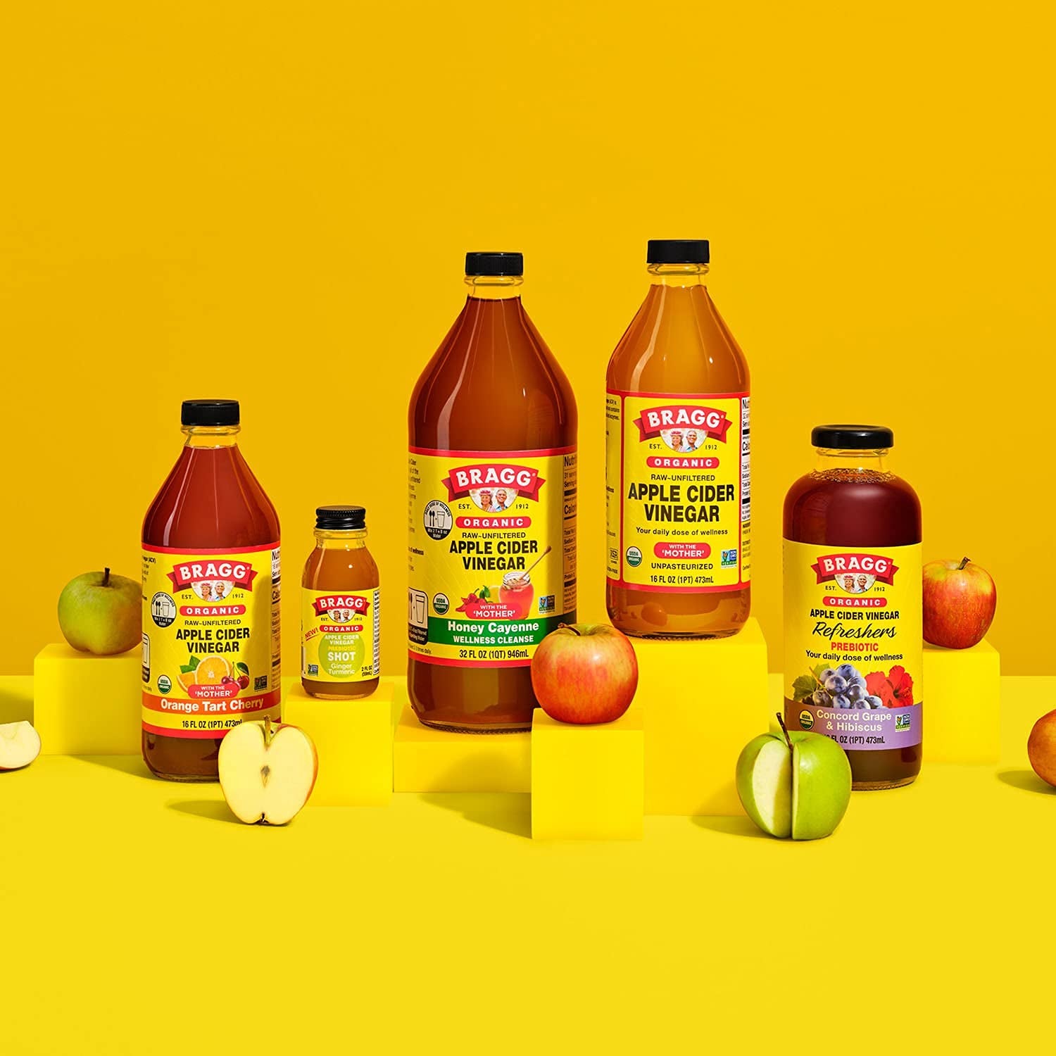 Organic Apple Cider Vinegar with the Mother 128 Ounce and  Organic Citrus Ginger Enhanced Vinegar Drink 16 Ounce Bundle