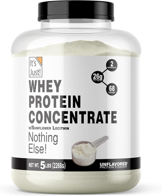 - 100% Whey Protein Concentrate, Made in USA, Premium WPC-80, No Added Flavors or Artificial Sweeteners (5 Pound, Unflavored)