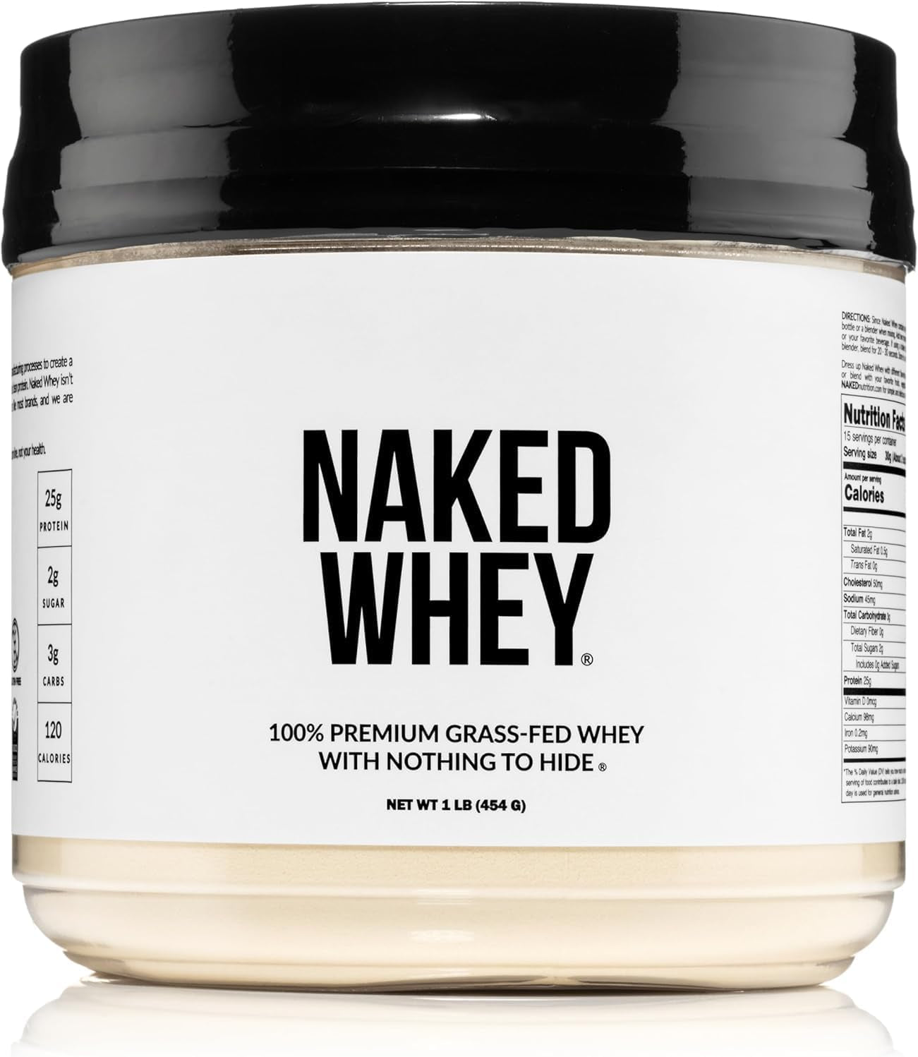 Whey 1Lb - Only 1 Ingredient, Grass Fed Whey Protein Powder, Undenatured, No Gmos, No Soy, Gluten Free, Stimulate Growth, Enhance Recovery - 15 Servings