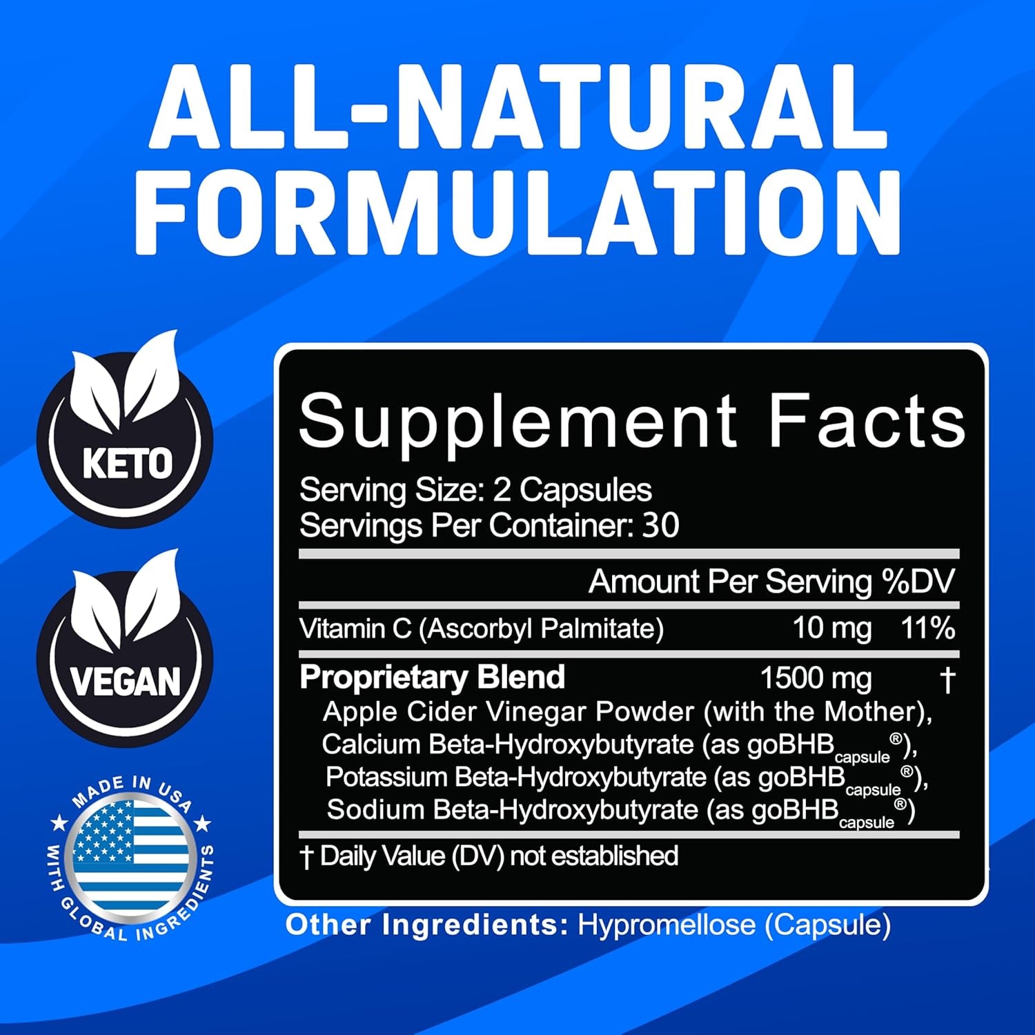 GLP-1 Support Supplement – Apple Cider Vinegar Capsules & Keto BHB | Keto Diet Pills for Women & Men | Supports Appetite & Metabolic Function | 60 Keto ACV Capsules