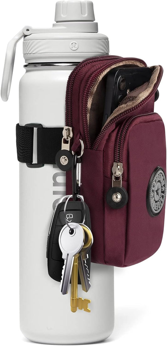 Gym Water Caddy with Phone Holder, Water Bottle Sleeve Bag with Pocket for Cards, Keys, Wallet, Gym Bottle Accessories for Men Women