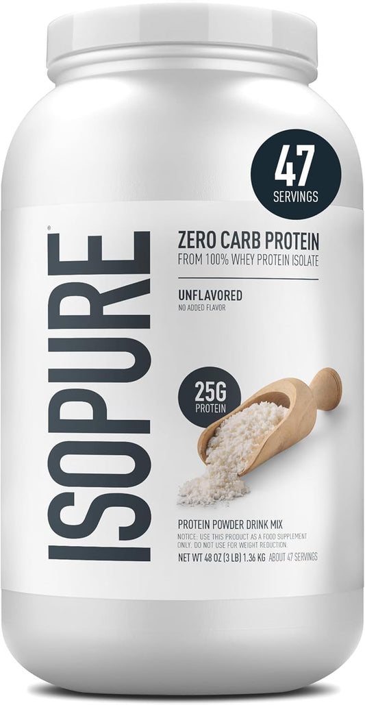 Protein Powder, Whey Protein Isolate Powder, 25G Protein, Zero Carb & Keto Friendly, No Added Colors/Flavors/Sweeteners, Flavor: Unflavored 3 Pound (Packaging May Vary)