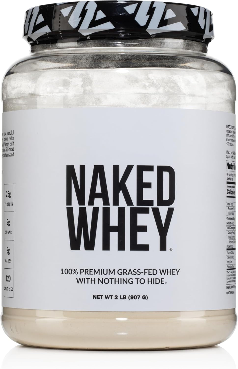 Whey 2LB 100% Grass Fed Whey Protein Powder - Only 1 Ingredient, Unflavored Whey Protein, Undenatured, Gluten Free, Soy Free, No Gmos, No Preservatives