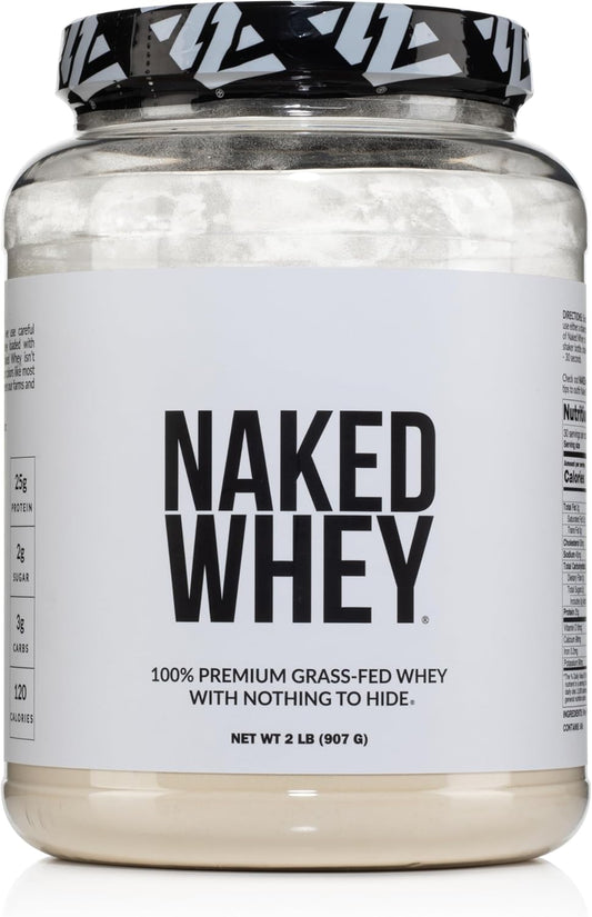 Whey 2LB 100% Grass Fed Whey Protein Powder - Only 1 Ingredient, Unflavored Whey Protein, Undenatured, Gluten Free, Soy Free, No Gmos, No Preservatives