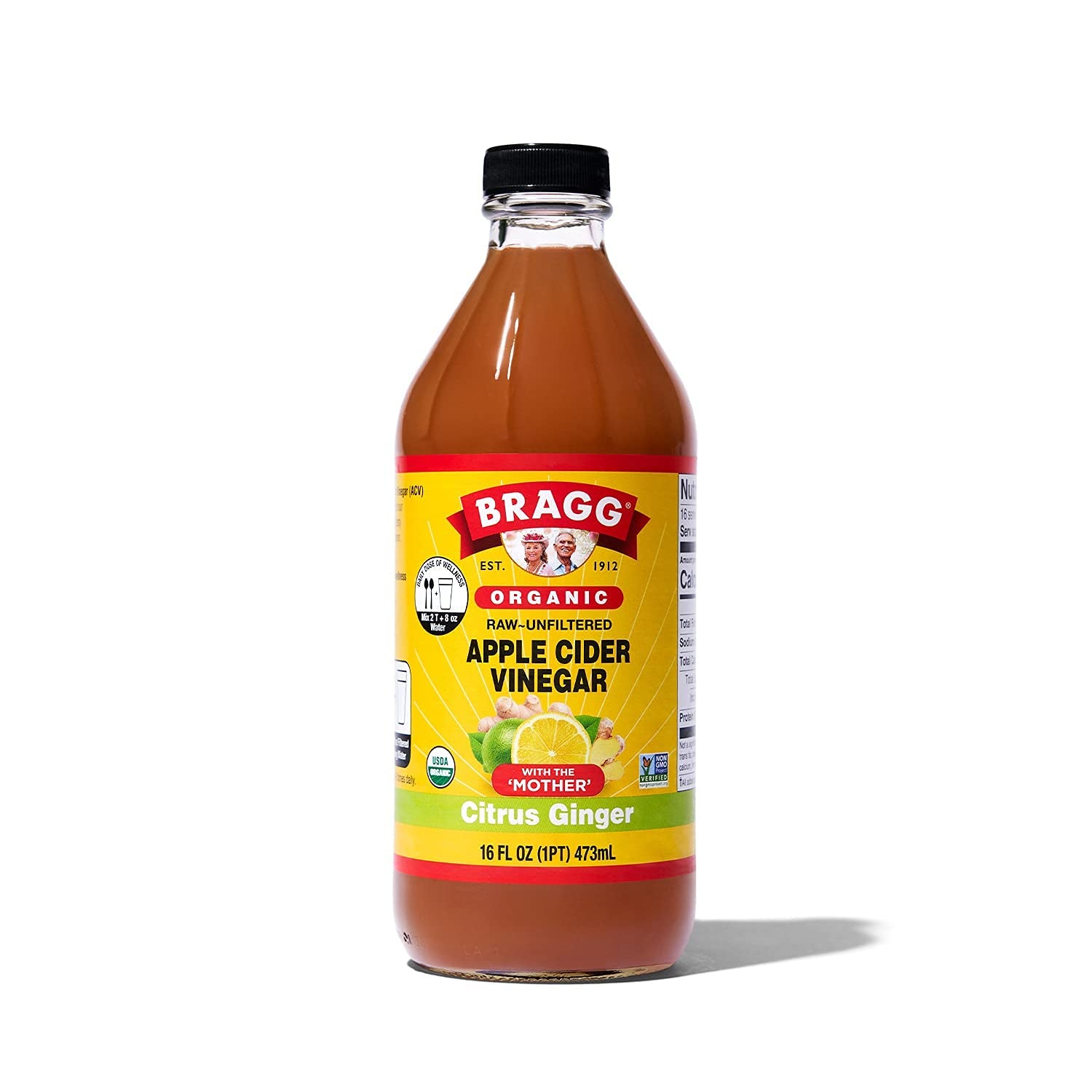 Organic Apple Cider Vinegar with the Mother 128 Ounce and  Organic Citrus Ginger Enhanced Vinegar Drink 16 Ounce Bundle