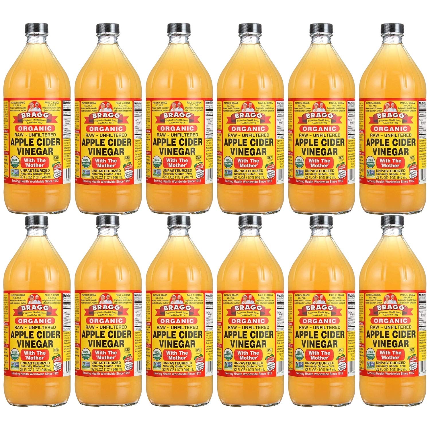 Organic Apple Cider Vinegar, Raw, Unfiltered, with the Mother, 32 Ounce (Pack of 12)