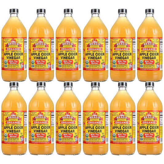 Organic Apple Cider Vinegar, Raw, Unfiltered, with the Mother, 32 Ounce (Pack of 12)