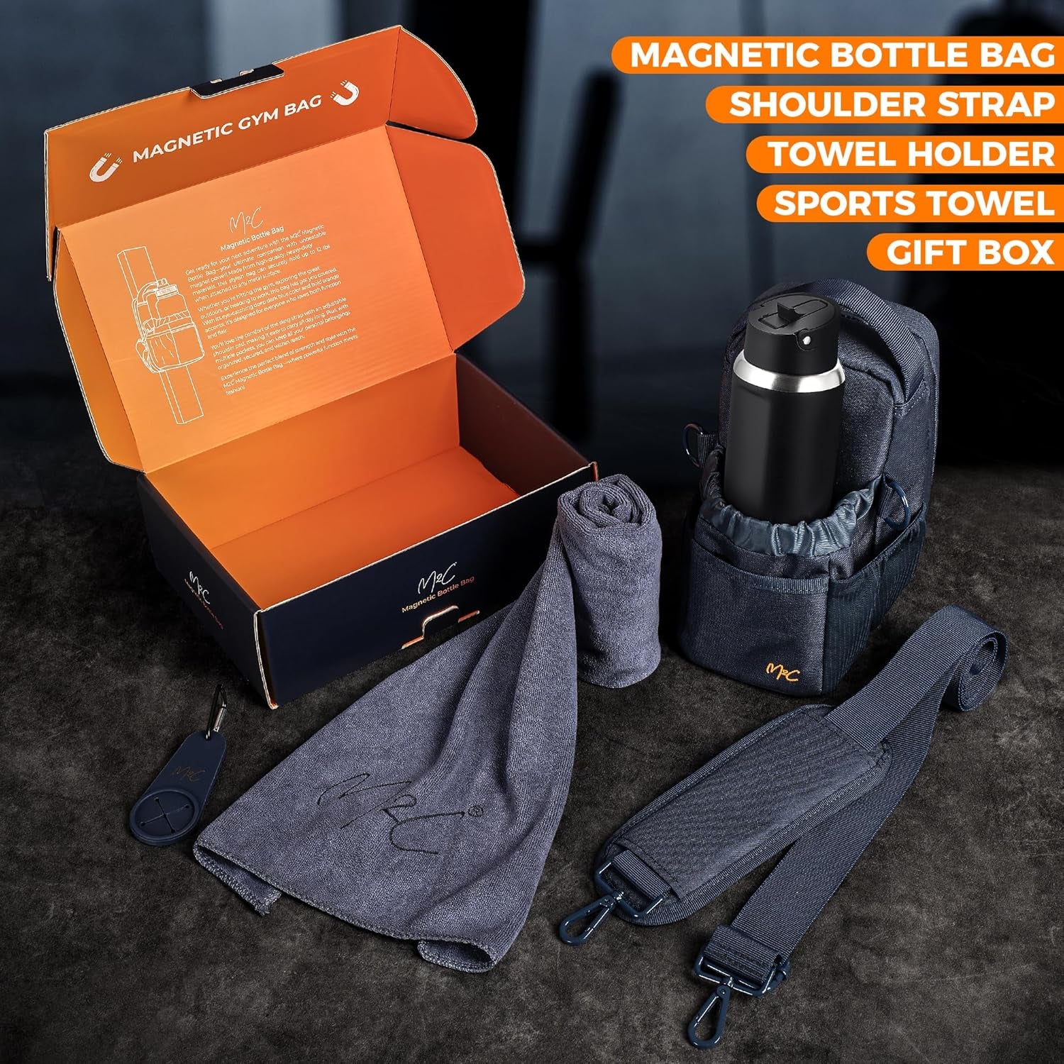 ยฎ PREMIUM Magnetic Gym Bag โ Gym Pouch with Water Bottle Holder, Cup & Wallet Pocket, Phone Storage, Key Clip, Adjustable Sling Strap โ Ideal for Sports, Work & Travel
