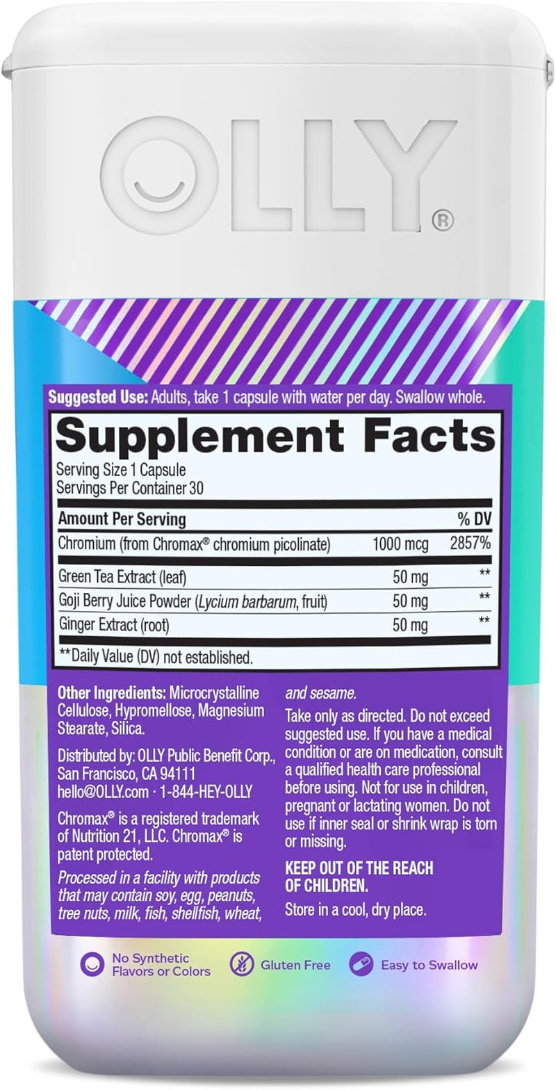 Combat Cravings, Metabolism & Energy Support Supplement,1000 Mcg Chromium, Green Tea, Goji Berry, Ginger - 30 Count