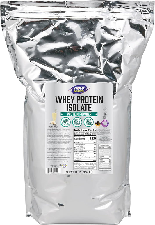 Sports Nutrition, Whey Protein Isolate, 25 G with Bcaas, Creamy Vanilla Powder, 10-Pound