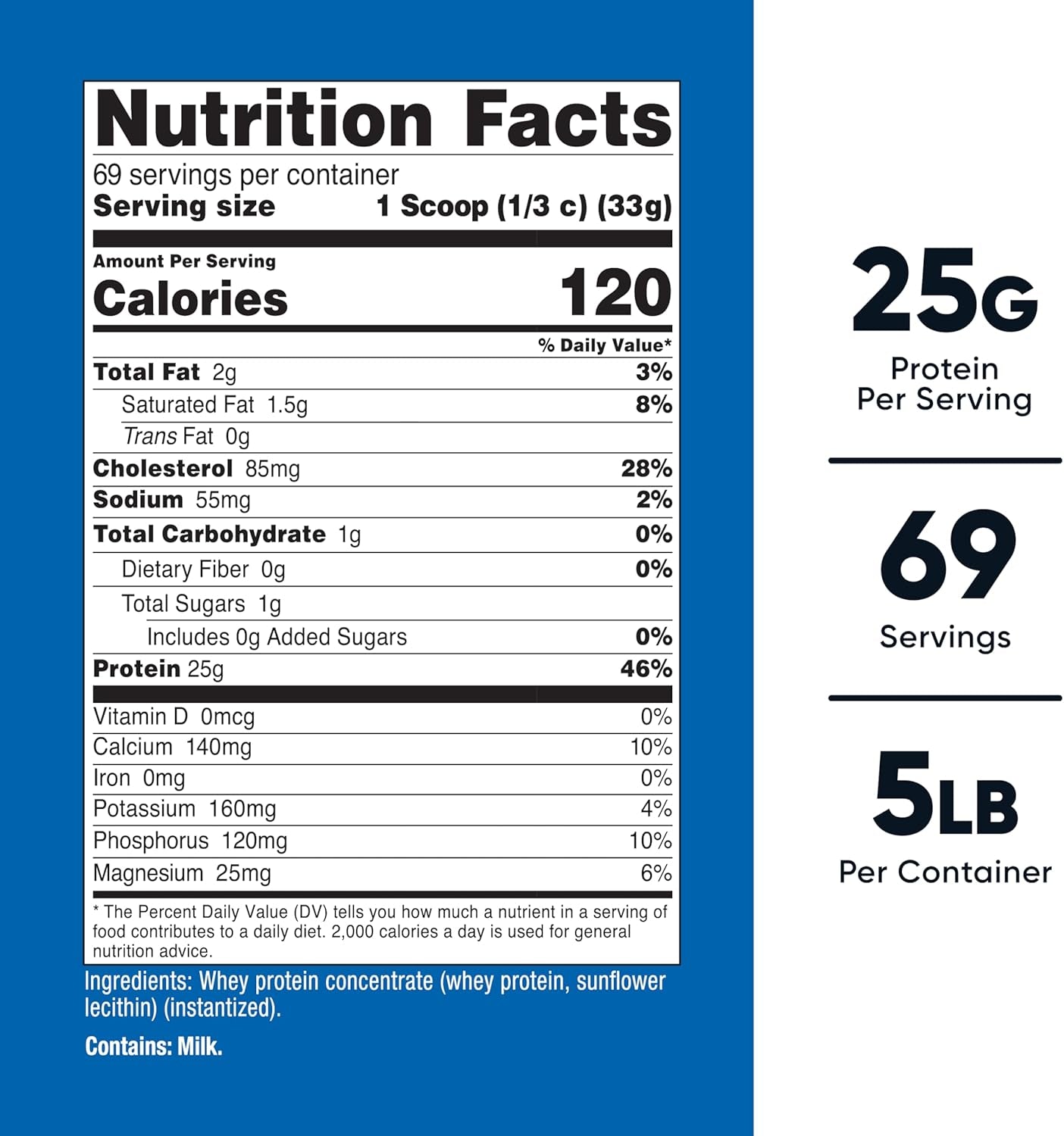 Whey Protein Powder, Unflavored, 5 Pounds - from Whey Protein Concentrate