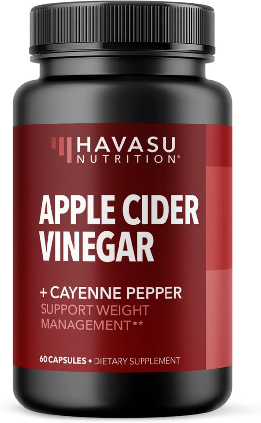Apple Cider Vinegar Capsules with 500Mg Apple Cider Vinegar and 20Mg Cayenne Pepper - Bloating Relief and Appetite Suppressant; Non-Gmo; 60 Capsules for Men and Women