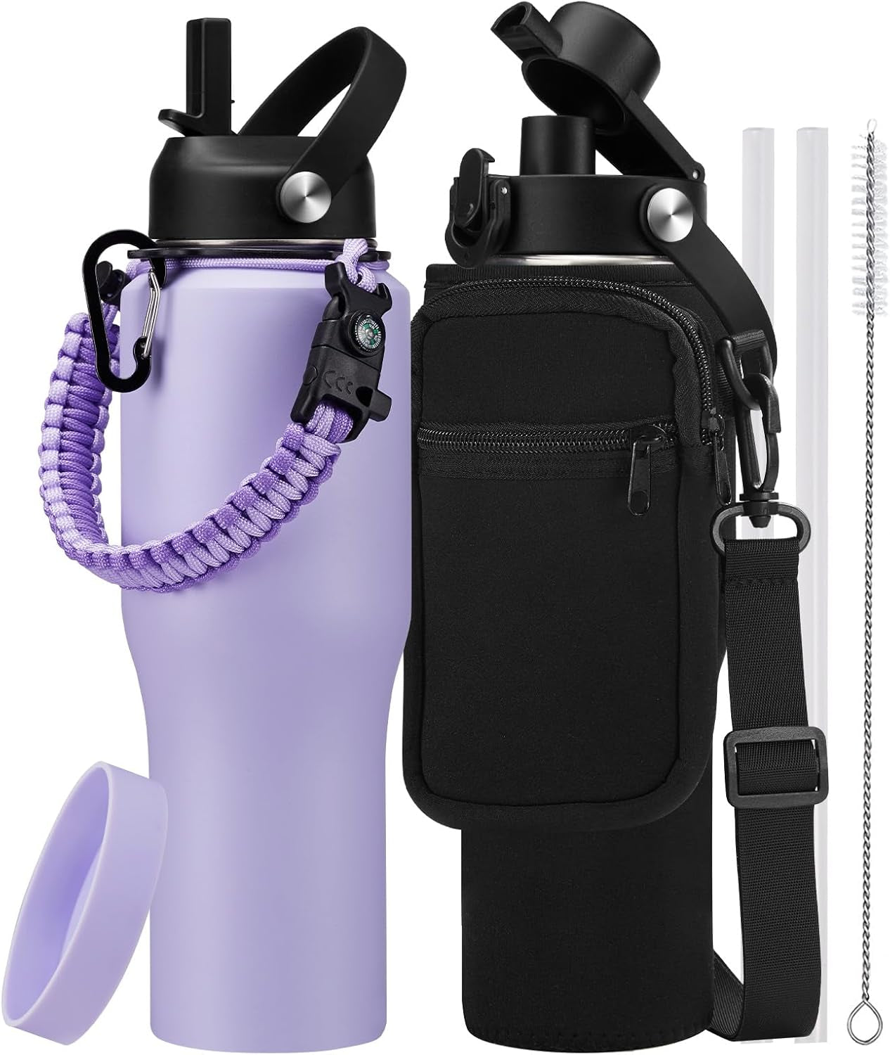 32Oz 40Oz Insulated Water Bottle with Straw - Keep Cold 48H or Hot 24H, Insulated Tumbler with Auto Spout Lid Fits in Any Car Cup Holder, Metal Water Bottle Travel Coffee Mug for Car, Gym, Office