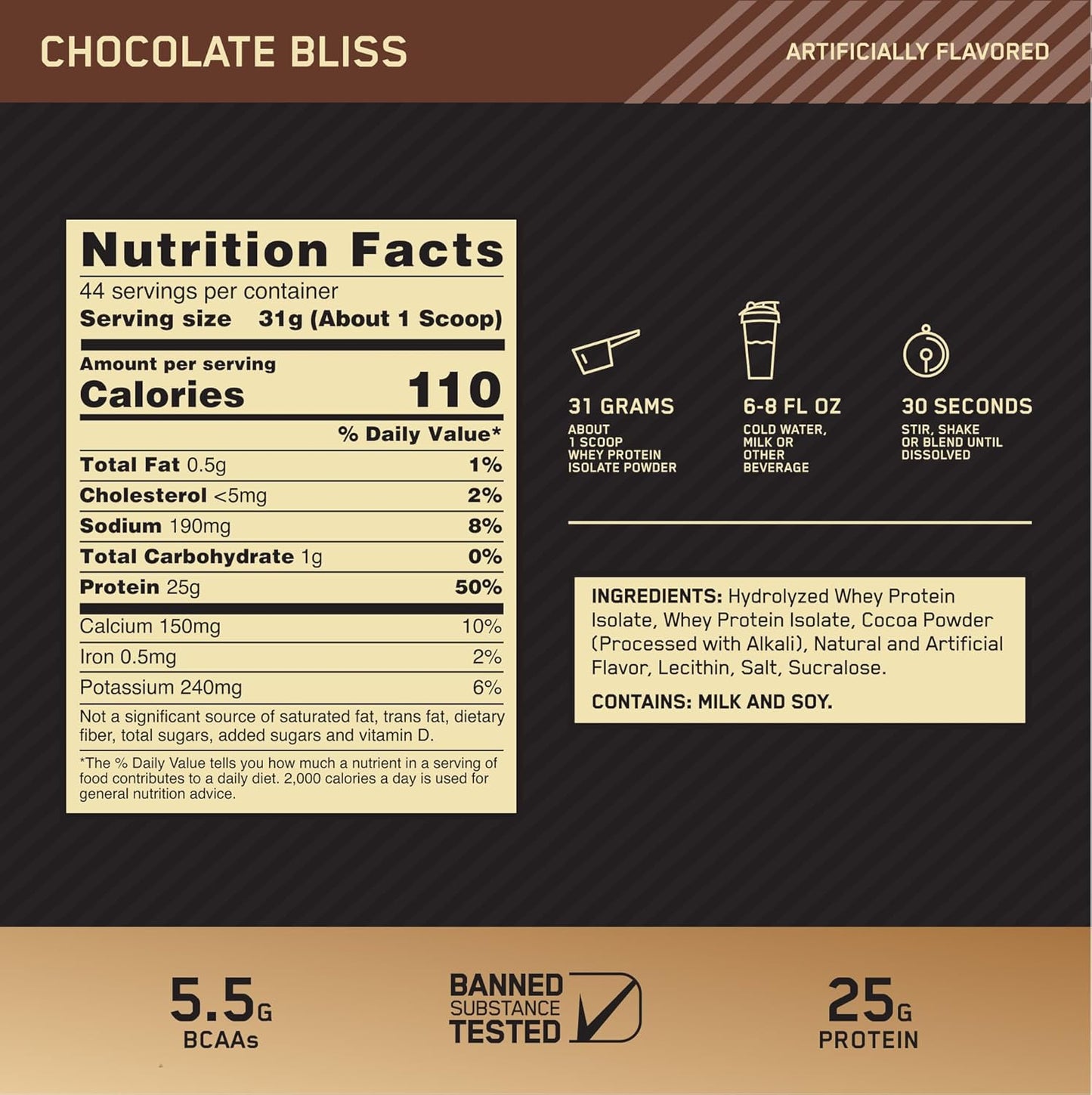 Gold Standard 100% Isolate, Protein Powder, Chocolate Bliss, 3 Pounds, 44 Servings. Whey Protein Isolate (Packaging May Vary)