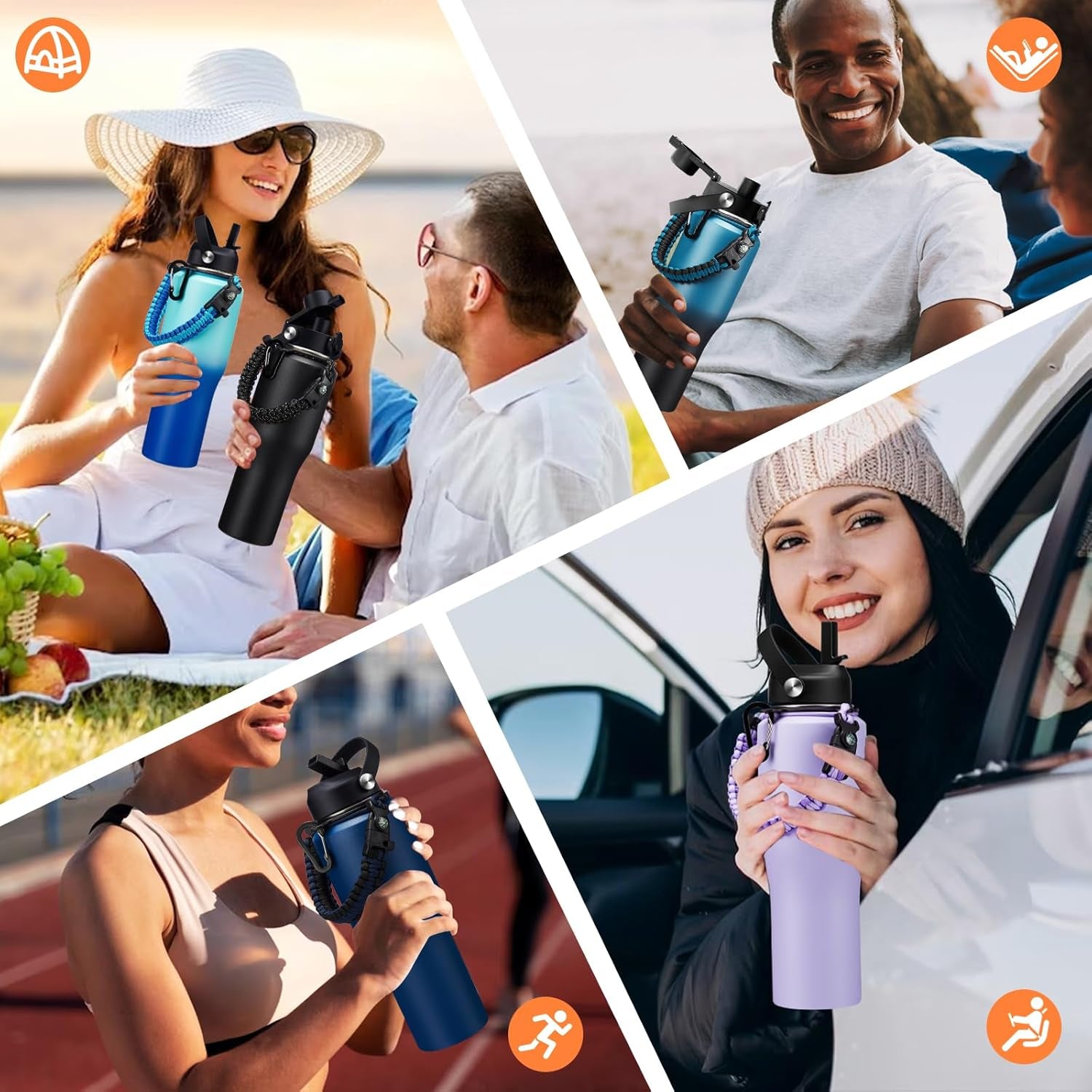 32Oz 40Oz Insulated Water Bottle with Straw - Keep Cold 48H or Hot 24H, Insulated Tumbler with Auto Spout Lid Fits in Any Car Cup Holder, Metal Water Bottle Travel Coffee Mug for Car, Gym, Office