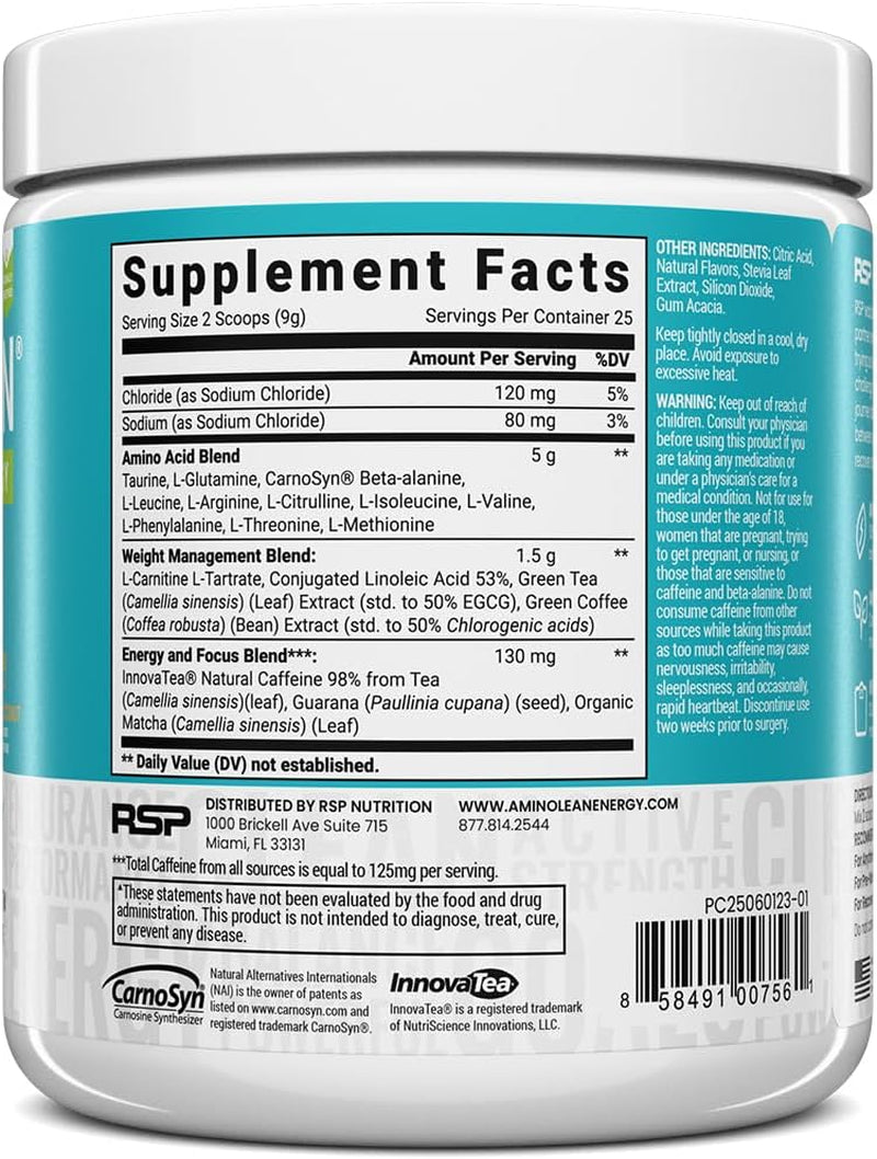 RSP Vegan Aminolean – All-In-One Natural Pre Workout, Amino Energy, Weight Management with Bcaas, Complete Vegan Preworkout Powder, Pineapple Coconut
