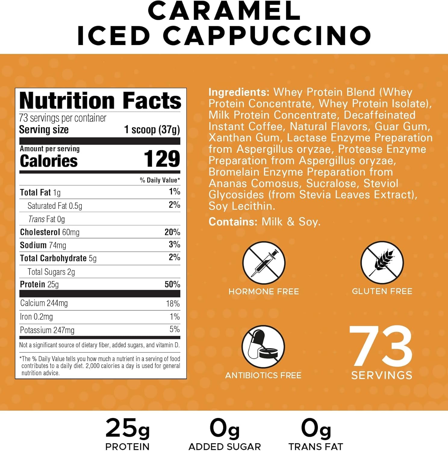 High Whey, Protein Powder 6LB, Whey Isolate, Gluten Free, Lean Muscle Mass for Men & Women, 25G of Protein per Scoop, 2.7Kg, 73 Servings (Caramel Iced Cappuccino, 6 Pound)