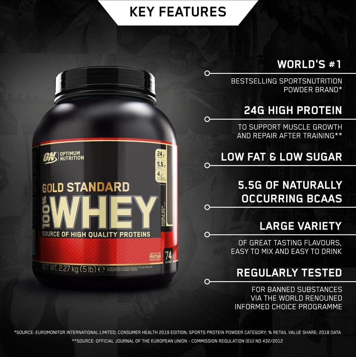 100% Whey Gold Standard, Double Rich Chocolate, 5 Pound