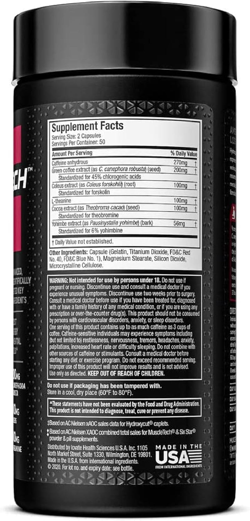 Hardcore Elite - 100 Rapid-Release Thermo Caps - Energy & Focus - for Men & Women - 50 Servings