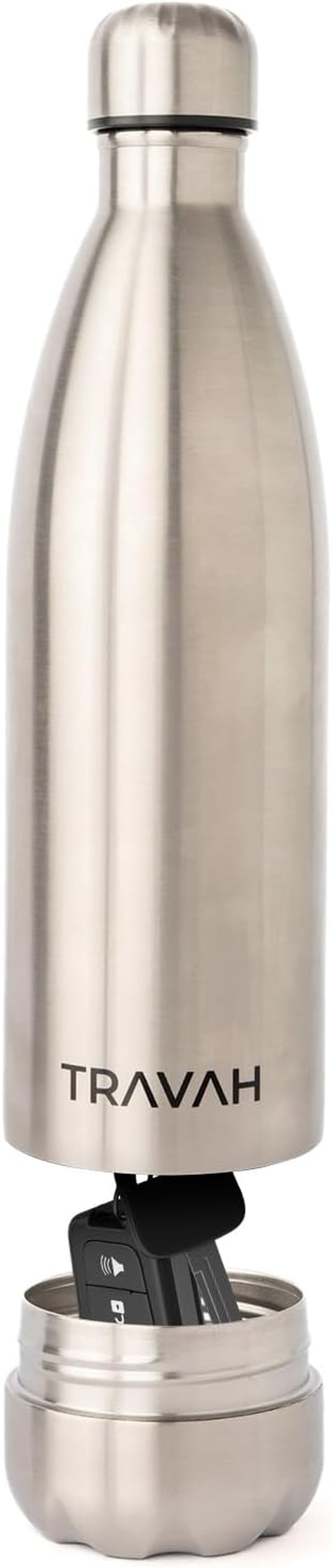 Diversion Water Bottle Safe for Travel and Home - Leak Proof Stainless Steel Tumbler with Hidden Storage - 17Oz (Silver)