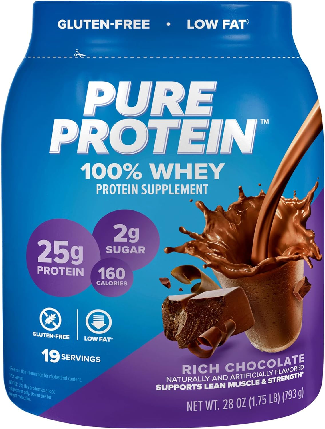 100% Whey Protein Powder, Rich Chocolate, 25 G Protein, 1.75 Lb (Packaging May Vary)