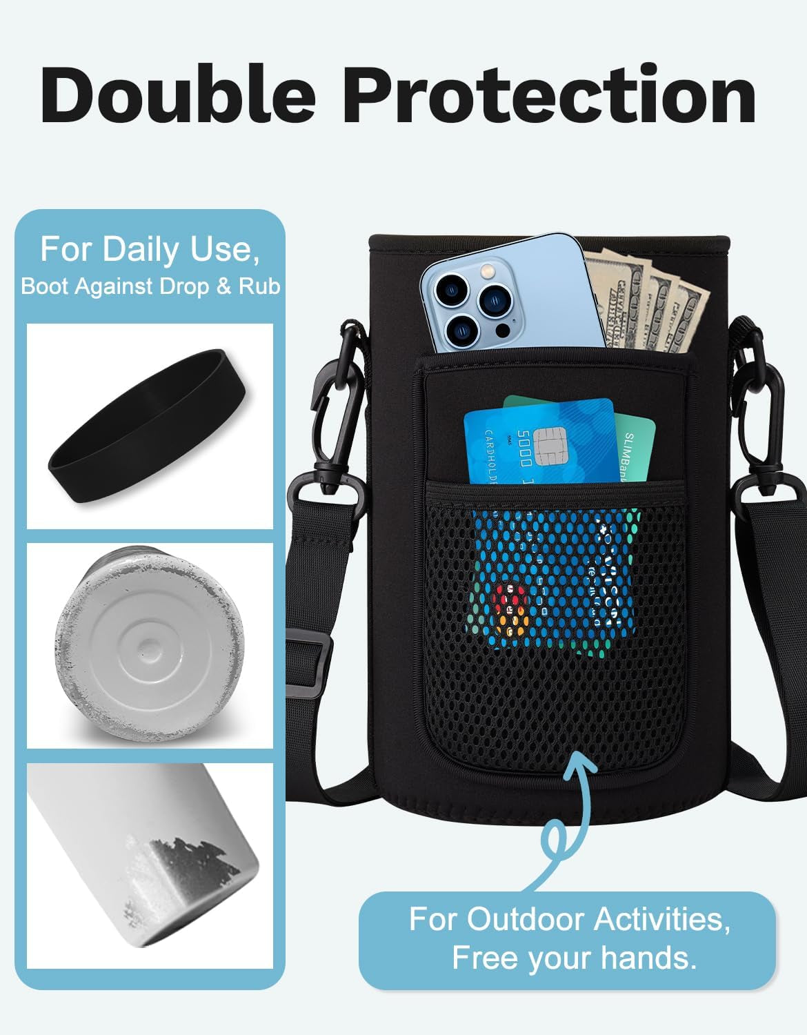 Half Gallon Water Bottle with Straw - Chug Lid, Paracord Handle, Silicone Boot, Keep Ice Cold-48H & Hot-24H, Vacuum Insulated Water Jug with Carrier Bag, 64 Oz Metal Insulated Water Bottle for Man