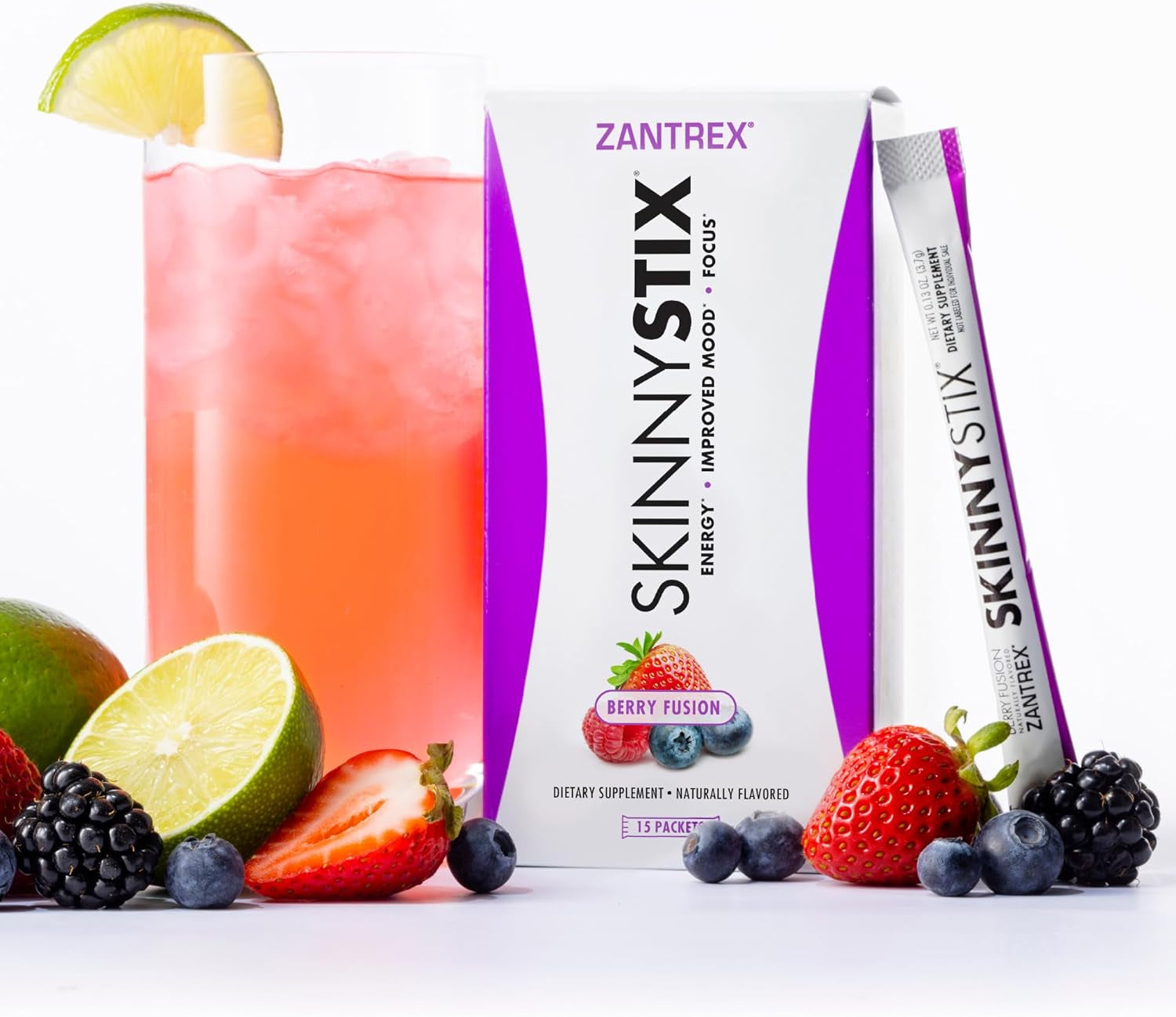 Skinnystix Berry Fusion GLP-1 Support Powder Energy Drink, Metabolic Support, Appetite Control, Natural Energy Boost | 15 Single-Serving Packets