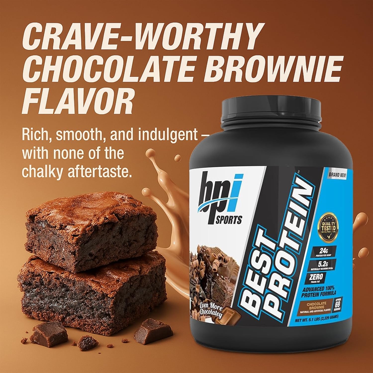 Best Protein – 100% Whey Protein Powder – Muscle Growth, Recovery, Meal Replacement – No Fillers, Gluten Free – Best Protein Powder for Men & Women | Chocolate Brownie – 5.1 Pounds