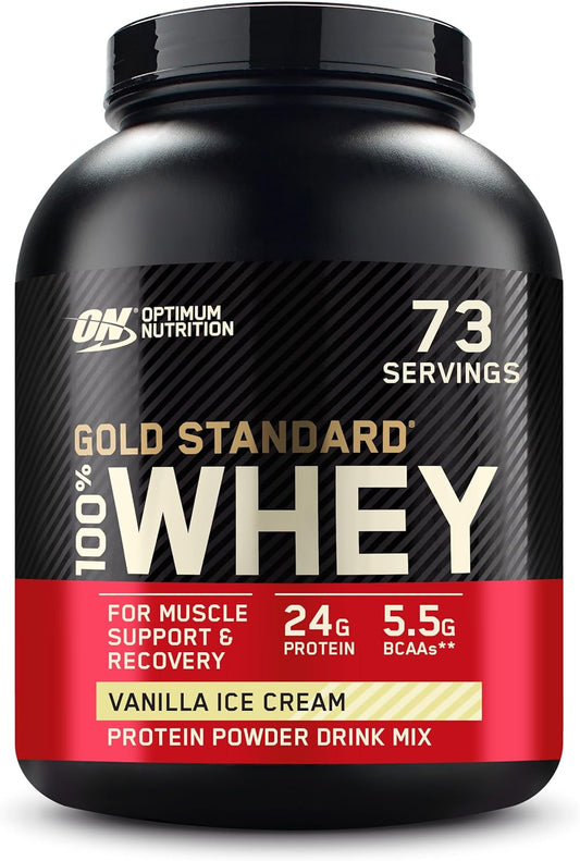Gold Standard 100% Whey Protein Powder, Vanilla Ice Cream, 5 Pound (Packaging May Vary)