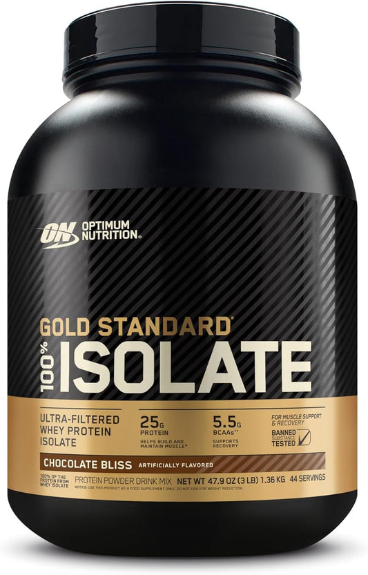 Gold Standard 100% Isolate, Protein Powder, Chocolate Bliss, 3 Pounds, 44 Servings. Whey Protein Isolate (Packaging May Vary)