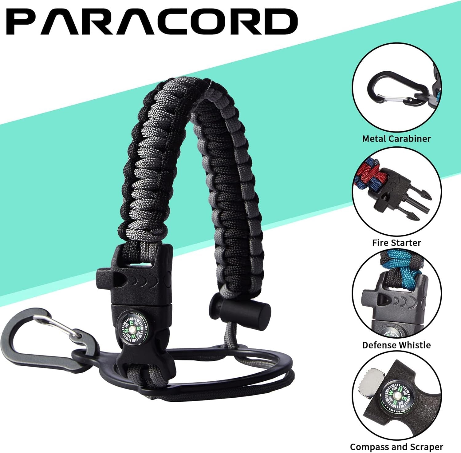 Half Gallon Insulated Water Bottle - with Straw & Spout Lid, Paracord Handle & Carrier Bag, Protective Cup Mat, 64Oz Vacuum Stainless Steel Water Bottle, Metal Vacuum Flasks Keep Cold 48H Hot 24H