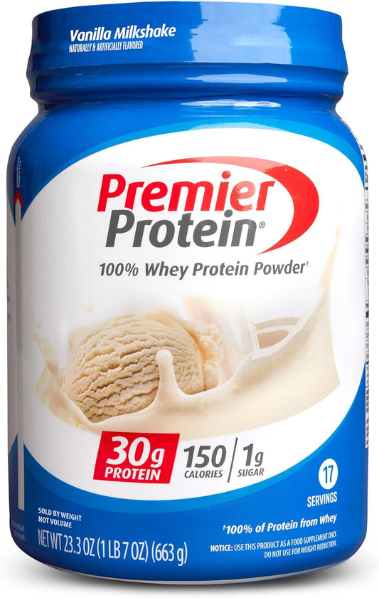 Powder, Vanilla Milkshake, 30G Protein, 1G Sugar, 100% Whey Protein, Keto Friendly, No Soy Ingredients, Gluten Free, 17 Servings, 23.3 Ounces