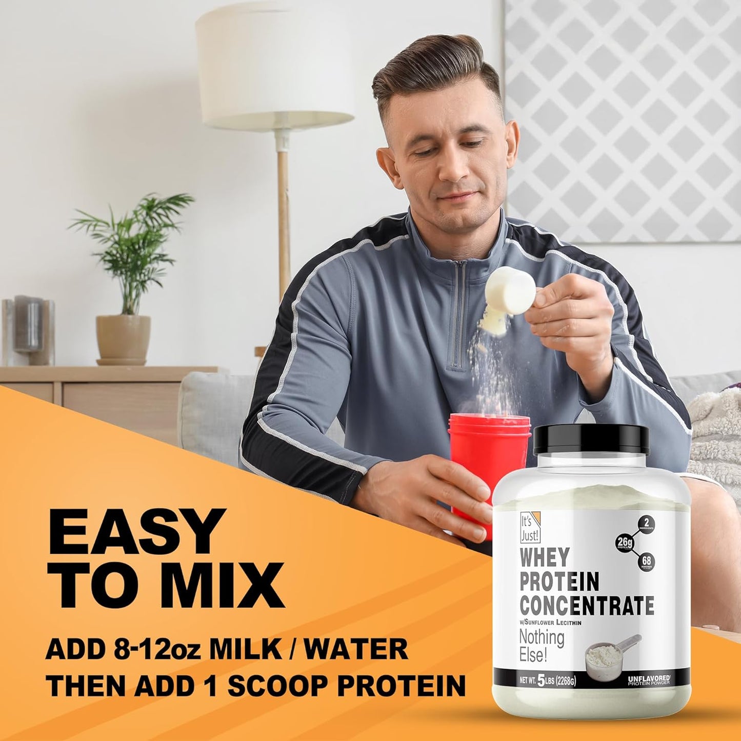 - 100% Whey Protein Concentrate, Made in USA, Premium WPC-80, No Added Flavors or Artificial Sweeteners (5 Pound, Unflavored)
