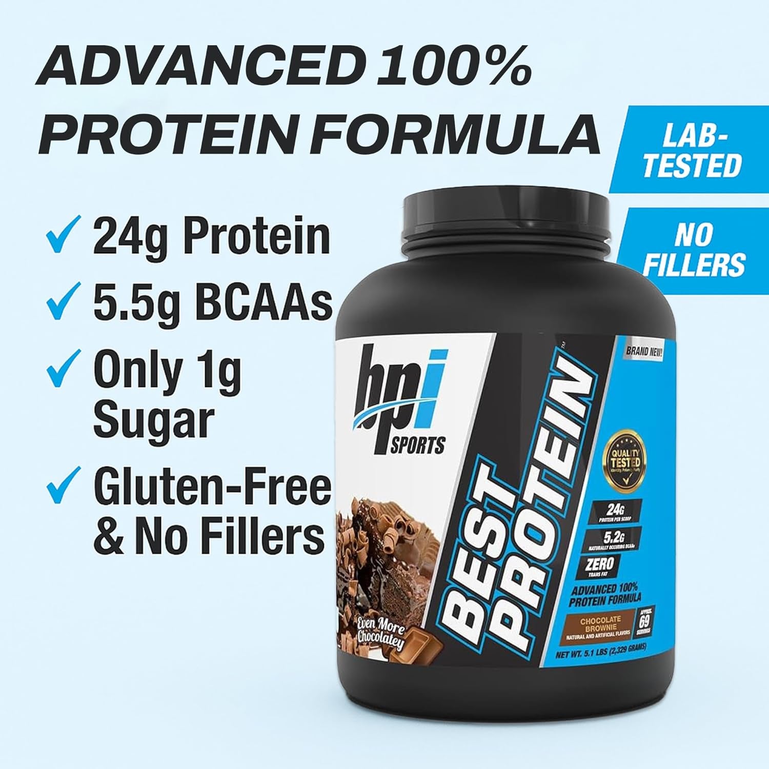 Best Protein – 100% Whey Protein Powder – Muscle Growth, Recovery, Meal Replacement – No Fillers, Gluten Free – Best Protein Powder for Men & Women | Chocolate Brownie – 5.1 Pounds
