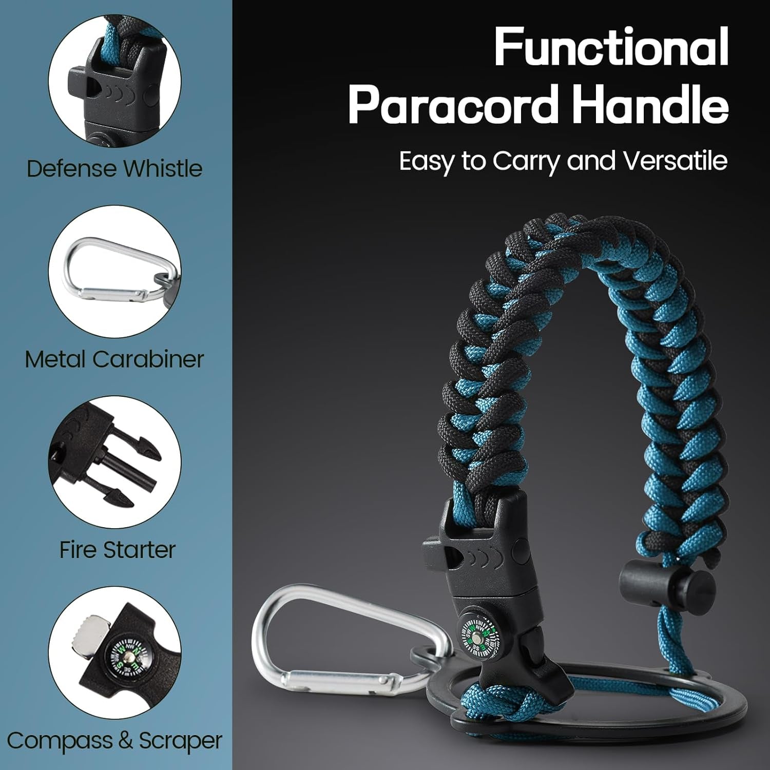 64 Oz Water Bottle with Straw & Spout Lids, Keep Cold 48H, Half Gallon Insuated Water Bottle with Paracord Handle & Carrier Bag, 64/128 Oz Water Jug Stainless Steel Metal Flask for Men Woman Gym