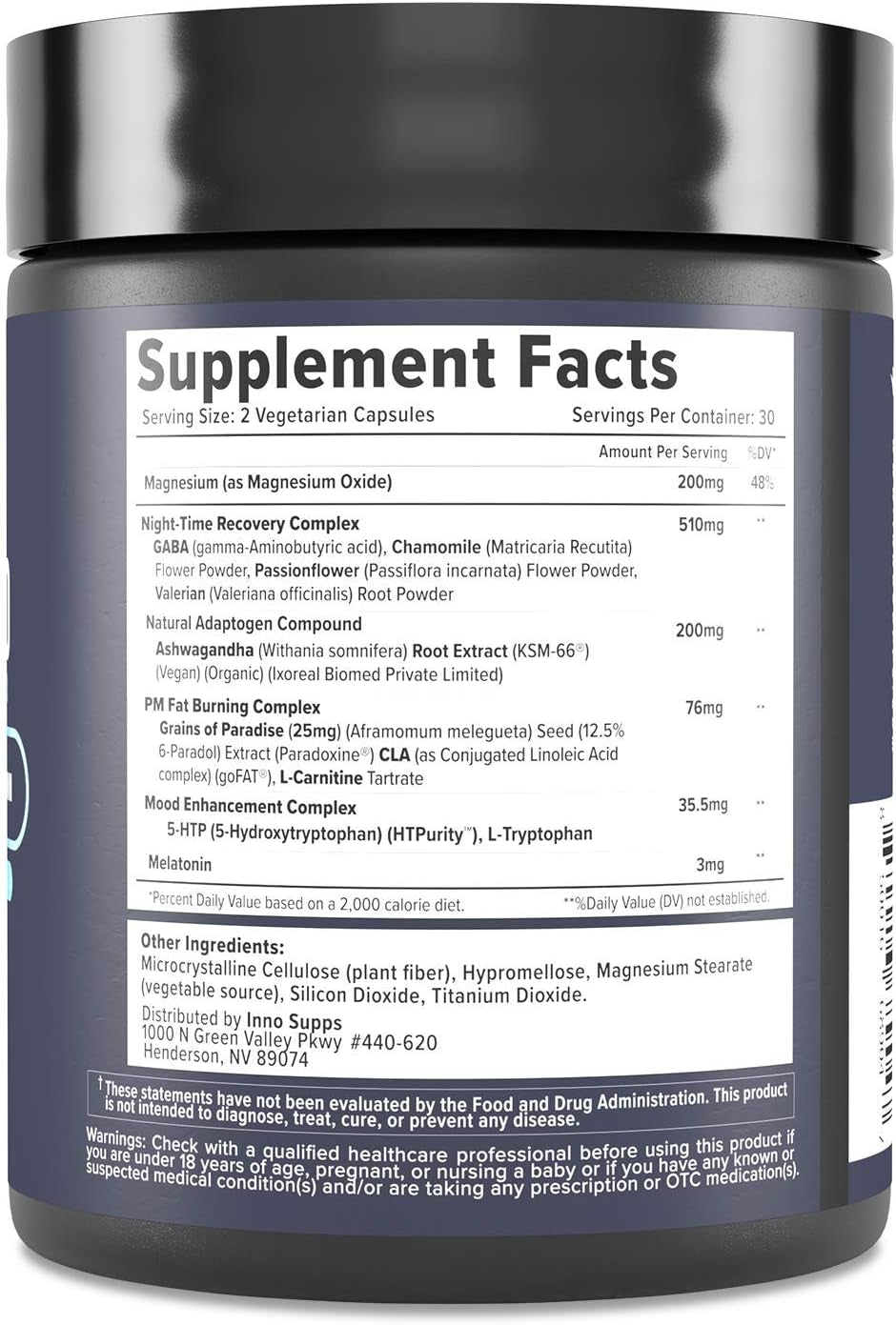 Night Shred Fat Burner and Natural Sleep Support | Ashwaganda, 5-HTP, CLA, Melatonin | Appetite Suppressant | Weight Loss Support Nighttime Fat Burning (60 Vegetarian Capsules)