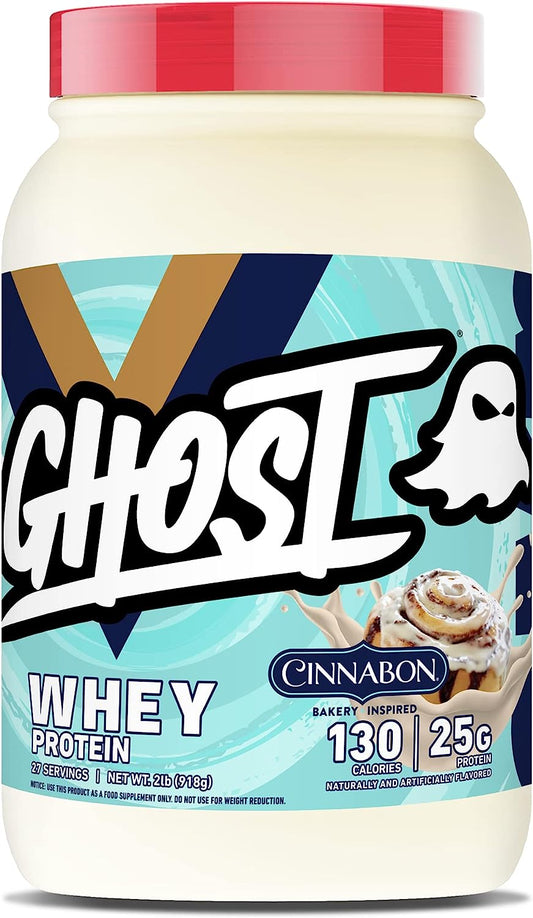 Whey Protein Powder, Cinnabon - 2LB, 25G of Protein - Cinnamon Roll Flavored Isolate, Concentrate & Hydrolyzed Whey Protein Blend - Post Workout Shakes - Soy & Gluten Free