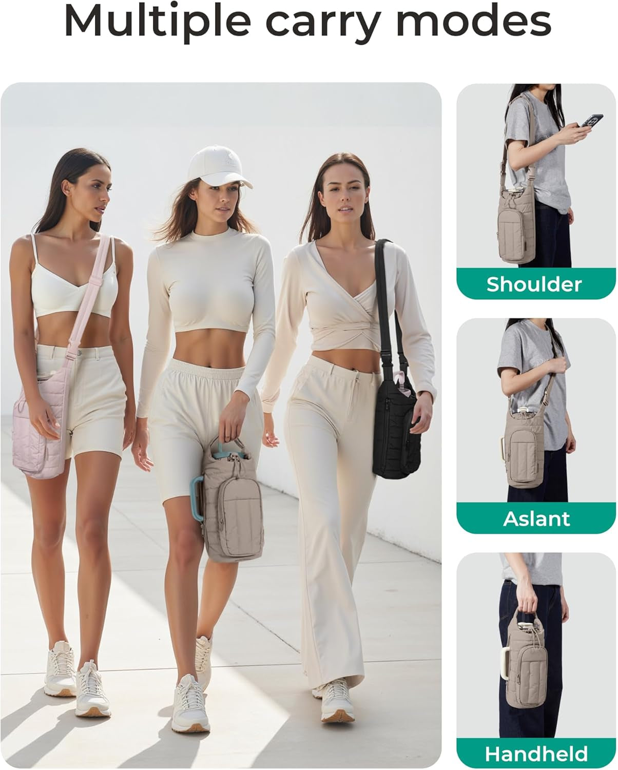 Water Bottle Holder Bag with Strap, 40/32 Oz Crossbody Bag Gym Accessories, Sling Purses for Women