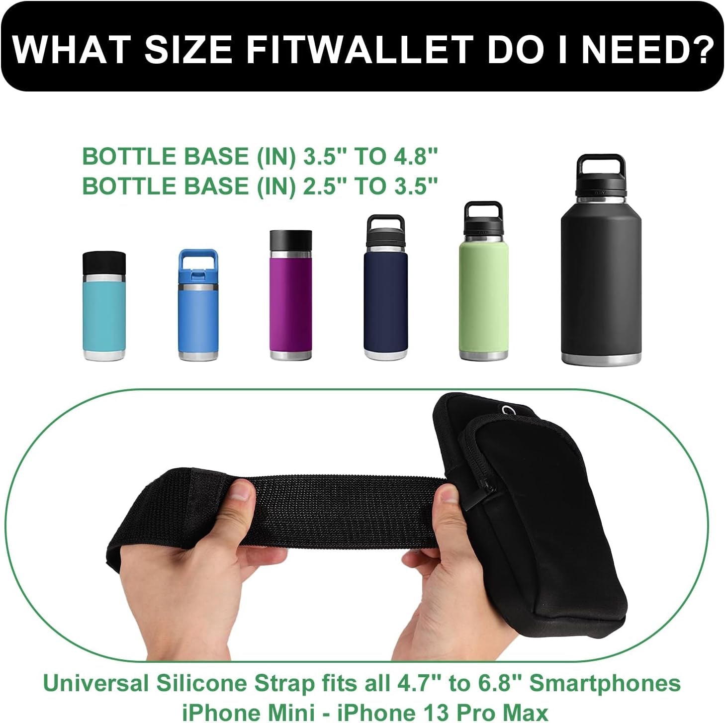 Gym Water Bottle Pouch, Double Layer Water Bottle Holder Water Bottle Sleeve Bag for Cards Keys Wallet Running Phone Holder Gym Phone Bag for Men Women Running Sports Bike