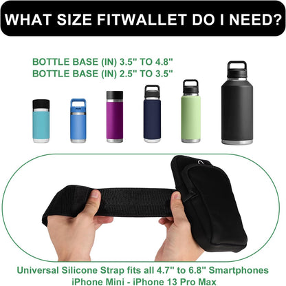 Gym Water Bottle Pouch, Double Layer Water Bottle Holder Water Bottle Sleeve Bag for Cards Keys Wallet Running Phone Holder Gym Phone Bag for Men Women Running Sports Bike