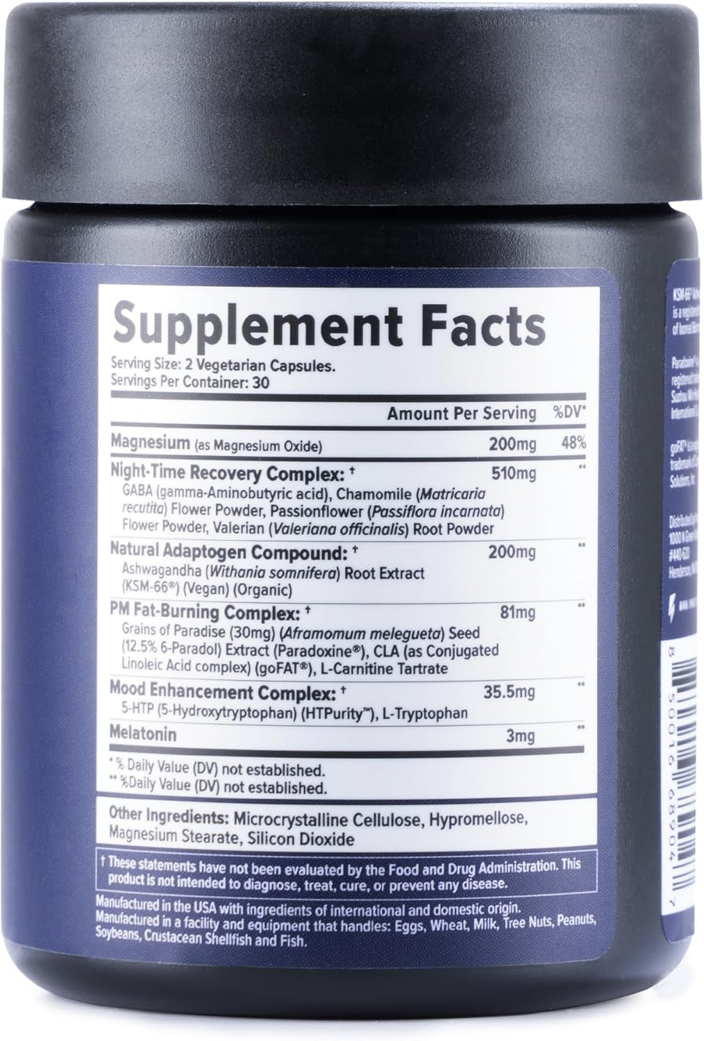 Night Shred Fat Burner and Natural Sleep Support | Ashwaganda, 5-HTP, CLA, Melatonin | Appetite Suppressant | Weight Loss Support Nighttime Fat Burning (60 Vegetarian Capsules)