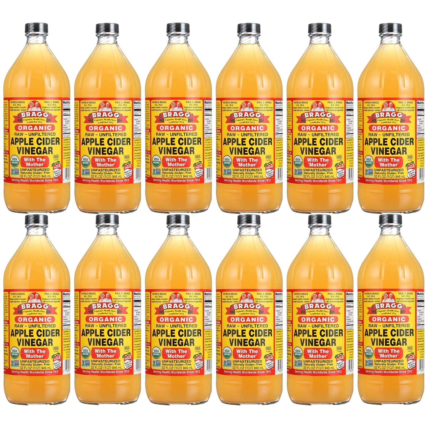 Organic Apple Cider Vinegar, Raw, Unfiltered, with the Mother, 32 Ounce (Pack of 12)