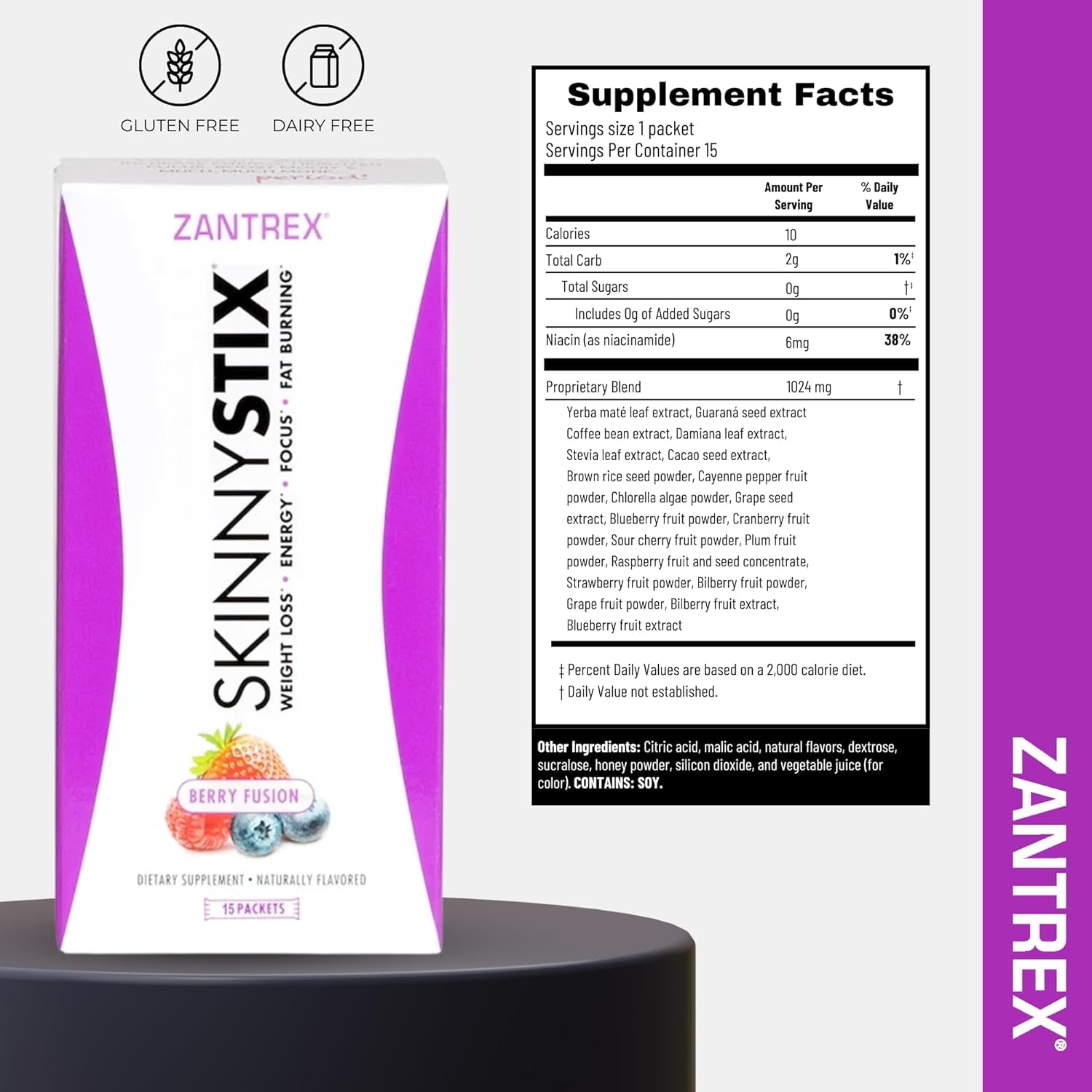 Skinnystix Berry Fusion GLP-1 Support Powder Energy Drink, Metabolic Support, Appetite Control, Natural Energy Boost | 15 Single-Serving Packets